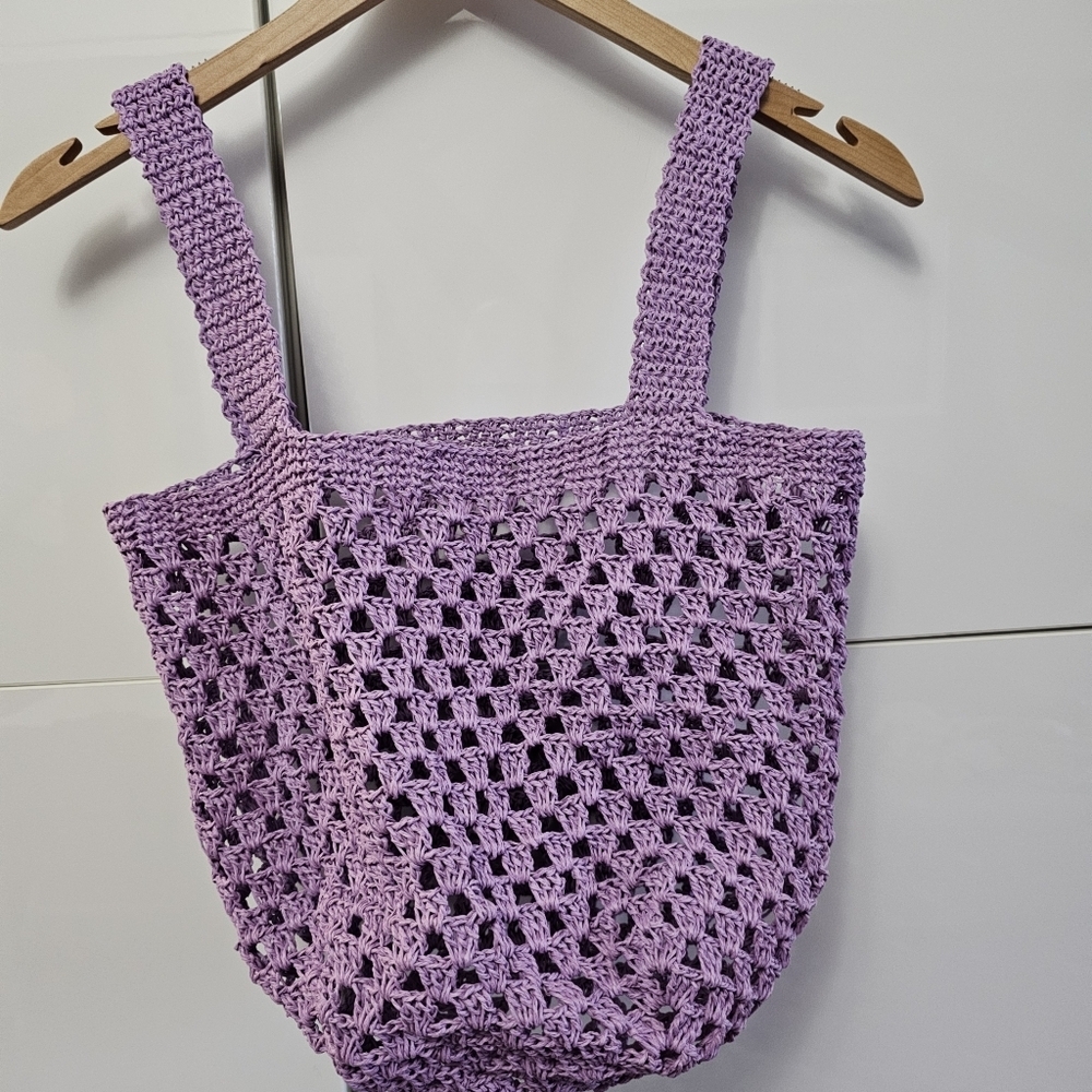 ✨ 3/$20✨ Handmade violet crochet tote bag, beach bucket bag - Picture 4 of 5